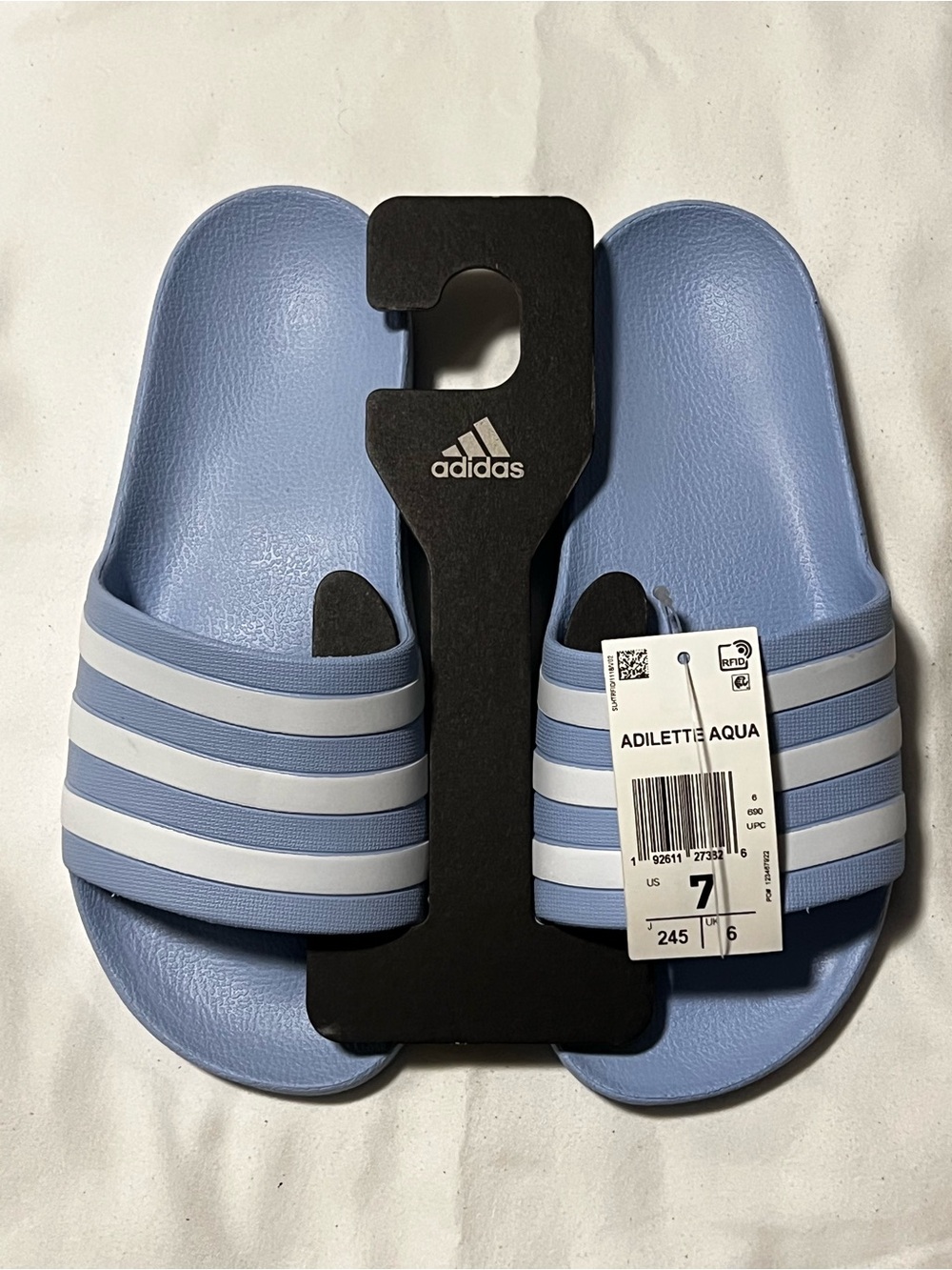 Adidas Adilette Aqua Slides Blue/White Women’s Size 7 NWT w/ Box - Picture 4 of 4